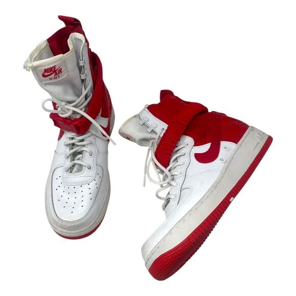 Nike Mens Air Force 1 SF Hi Red Leather High Top Lace Up Athletic Shoes Size 8.5 - Picture 3 of 13